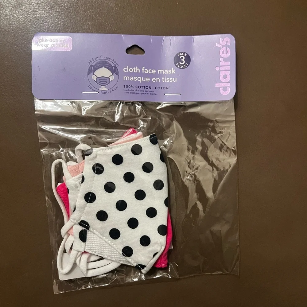 Claire's Black and Pink Kids Face Mask Trio
